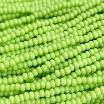 1 Hank Opaque Lime Green Czech Glass Seed Beads