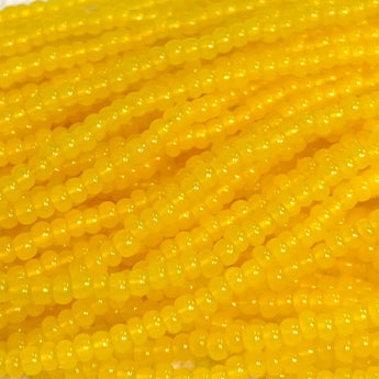 1 Hank Opal Bright Yellow Czech Glass Seed Beads