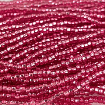 1 Hank Silver Lined Vivid Old Rose Czech Glass Seed Beads