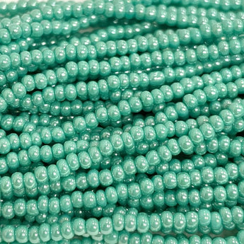 1 Hank Luster Turquoise Green Czech Glass Seed Beads