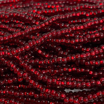 1 Hank Silver Lined Garnet Red Czech Glass Seed Beads