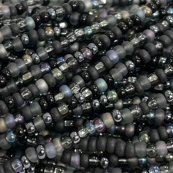 1 Hank Mixed Black Czech Glass Seed Beads