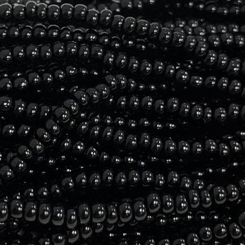 1 Hank Jet Black Czech Glass Seed Beads