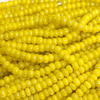 1 Hank AB Lemon Yellow Czech Glass Seed Beads