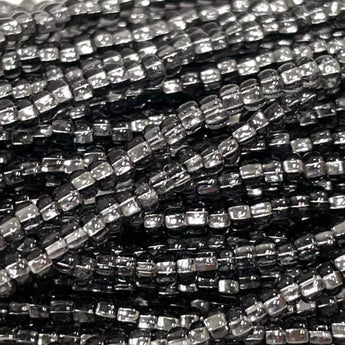 1 Hank Silver Lined Black Diamond Czech Glass Seed Beads