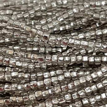 1 Hank Silver Lined Light Black Diamond Czech Glass Seed Beads