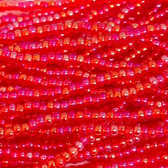 1 Hank AB Transparent Light Ruby Red Czech Glass Seed Beads