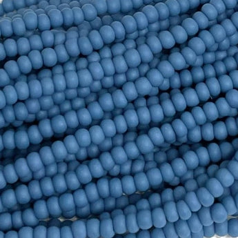 1 Hank Matte Denim Blue Czech Glass Seed Beads