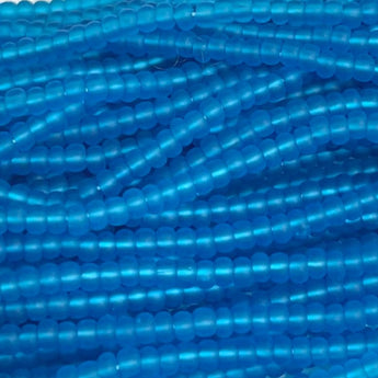 1 Hank Transparent Matte Dark Aqua Czech Glass Seed Beads