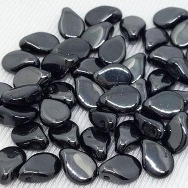 Jet Hematite Czech Pip Glass Beads