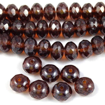 Luster Amber Czech Rondelle Glass Beads