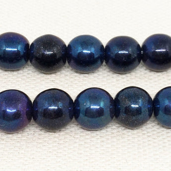 25 Metallic Iris Blue Purple Czech Round Glass Beads Druk 8mm