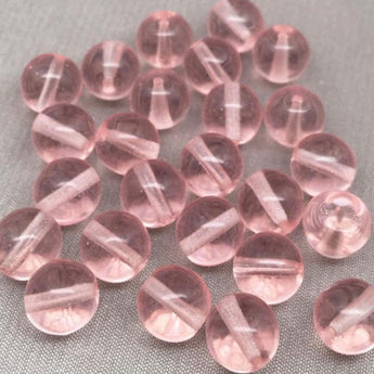 Pink Czech Transparent Round Glass Beads