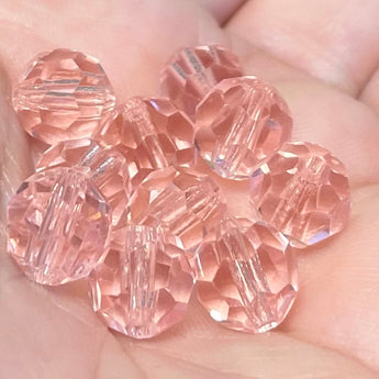 Pink Transparent Faceted Glass Beads