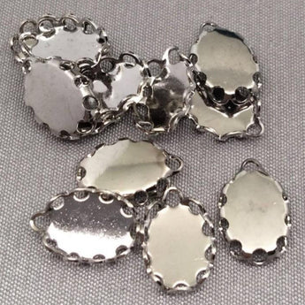 Silver Toned Oval Bezel Metal Pendants