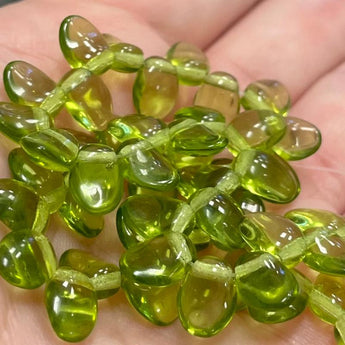 Translucent Green Czech Faceted Glass Beads