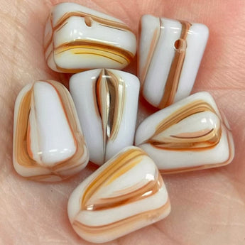 Vanilla Carmel Czech Gumdrop Glass Beads