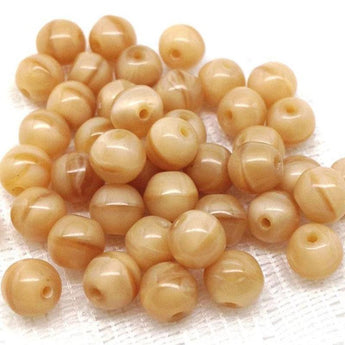 50 Vintage Creamy Beige German Round Glass Beads