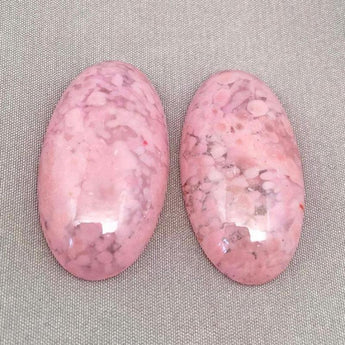 1 Vintage Handmade Mottled Pink Japan Oval Glass Cabochon