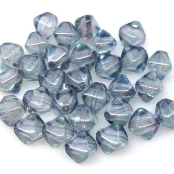 50 Denim Czech Diamond Bicone Glass Beads