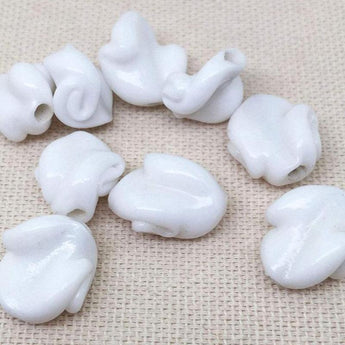 10 Vintage White Japan Glass Beads