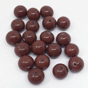 20 Vintage Rustic Red Brown Japan Round Glass Beads