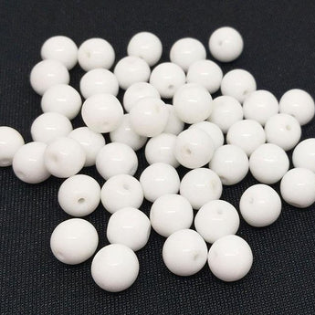 50 Vintage White Czech Round Glass Beads 7mm