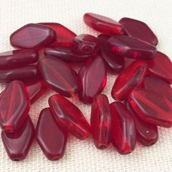 25 Translucent Siam Red Czech Diamond Glass Beads