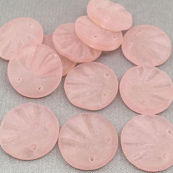 12 Vintage Frosted Pink Czech Shell Glass Beads