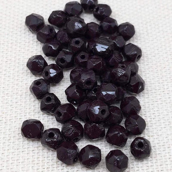 50 Vintage Dark Brown English Cut Glass Beads