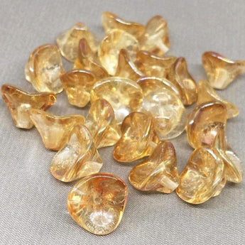 12 Light Golden Yellow Czech Flower Glass Beads