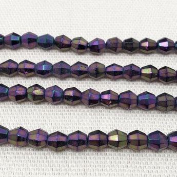 50 Vintage Purple Metallic Czech Faceted Bicone Glass Beads