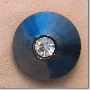 1 Vintage Hematite Rhinestone Glass Button #200287