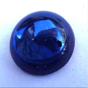 2 Vintage Sapphire Blue Round Glass Cabochons #9640