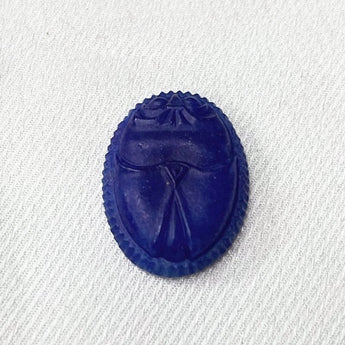 1 Vintage Matte Blue Scarab Oval Glass Cabochon