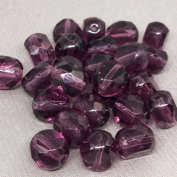 25 Dark Amethyst Purple Czech Coin Glass Beads