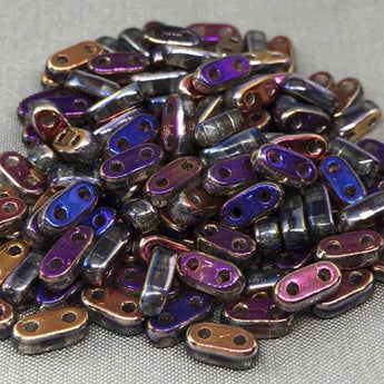 10 Grams Mixed Metallic Czech 2-Hole Shim Glass Beads