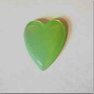 4 Vintage German Green Opal Heart Glass Cabochons #8971