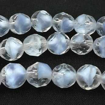 12 Vintage Light Blue Givre German Glass Beads