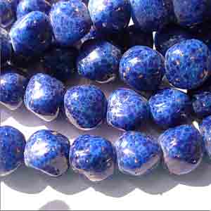 25 Vintage Lapis Blue Japan Baroque Glass Beads