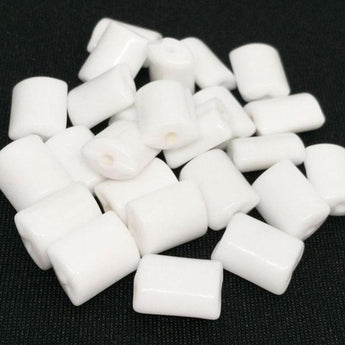 25 Vintage White Czech Rectangle Glass Beads