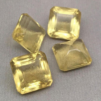 2 Vintage Light Yellow Square Glass Cabochons