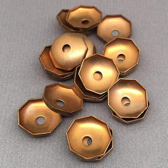 20 Vintage Smooth Polygon Brass Metal Bead Caps