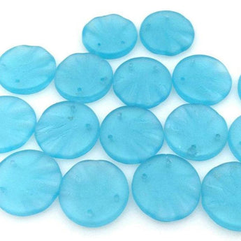 10 Vintage Matte Turquoise Czech Shell Glass Beads