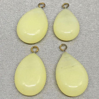 4 Vintage Japan Opalescent Yellow Drop Glass Pendants #4994