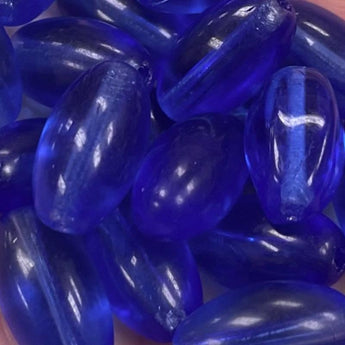 20 Vintage Transparent Blue Czech Oval Glass Beads