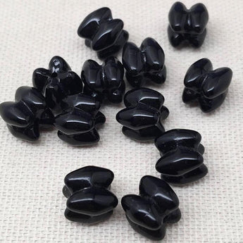 12 Vintage Black Interlocking Glass Beads 8mm