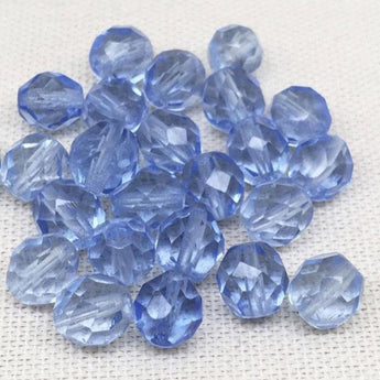 25 Light Sapphire Blue Czech Faceted Glass Beads