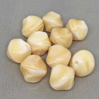 10 Vintage White Beige Givre German Glass Beads