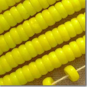 25 Vintage German Yellow Rondelle Glass Beads #4957